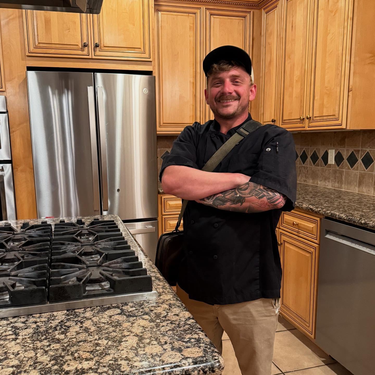 Stephen, pitmaster and private chef behind Big Nasty BBQ, in a client's kitchen